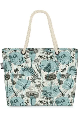 Void Strandtasche (1-tlg), Botanik Insekten Pflanzen Grafik Natur Teich Libelle Blätter Blumen B - Verkäufer: style3