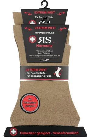 RS Harmony Diabetikersocken Diabetiker Socken extrem weit breit venenfreundlich Problemfüße (2 Paar) Spitze und Fese verstärkt - Verkäufer: foot-art
