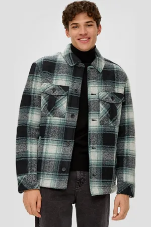 QS by s.Oliver Allwetterjacke Karierte Hemdjacke aus Wollmix Label-Patch - Verkäufer: s.Oliver