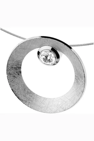ERNSTES Kettenanhänger Anhänger Edelstahl gekratzt mit Zirkonia Ø 25 mm - Verkäufer: Schmuck-Uhren-Trends