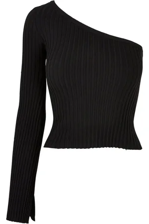 Urban classics Rundhalspullover Damen Ladies Short Rib Knit One Sleeve Sweater (1-tlg)
