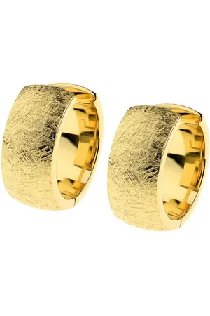 ERNSTES Paar Creolen Scharniercreolen Ohrringe Edelstahl goldfarben gekratzt Ø 16 mm - Verkäufer: Schmuck-Uhren-Trends