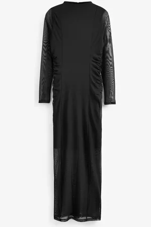 Next Midikleid Plissiertes langärmeliges Midikleid mit Netzstoff (1-tlg) - Verkäufer: Germany GmbH
