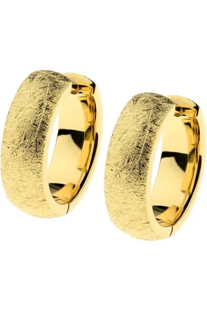 ERNSTES Paar Creolen Scharniercreolen Ohrringe Edelstahl goldfarben gekratzt Ø 16 mm - Verkäufer: Schmuck-Uhren-Trends