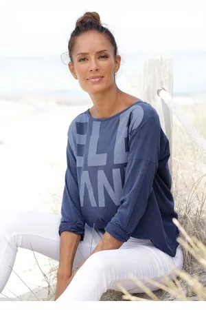 ELBSAND Langarmshirt Niola mit großem Frontprint, Longsleeve aus Baumwoll-Mix, sportlich-casual