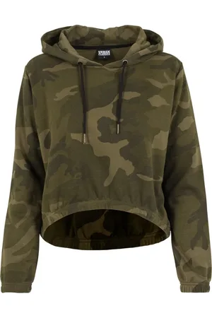 Urban classics Rundhalspullover Damen Ladies Camo Cropped Hoody (1-tlg)