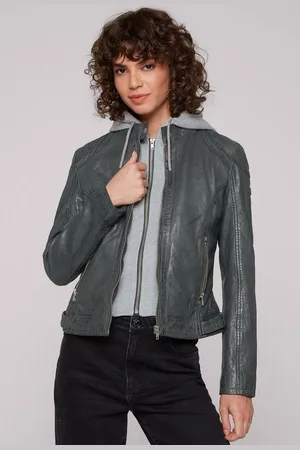 Soccx Lederjacke mit Druckknopfriegel an den Seiten