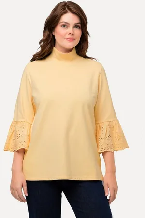 Ulla Popken Sweatshirt Sweatshirt Spitze Stehkragen 3/4-Arm Biobaumwolle - Verkäufer: Popken Fashion Group