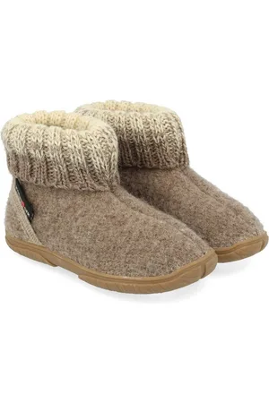 Haflinger Fidelius Yuki Kinderhausschuhe mit Kragen und Gummisohle unisex Hausschuh - Verkäufer: Natural Slipper