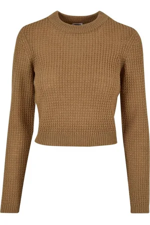 Urban classics Rundhalspullover Damen Ladies Short Waffle Sweater (1-tlg)