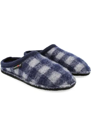 Haflinger Flair Plaid Pantoffeln Slipper aus gewalkter Wolle Karomuster Unisex Hausschuh - Verkäufer: Natural Slipper