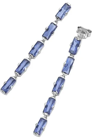 Giorgio Martello Paar Ohrhänger mit blauen Kristallsteinen, Silber 925