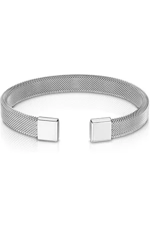 Bungsa Armband Armreifen flexibles Maschengeflecht Silber aus Edelstahl Damen (1 Armband, 1-tlg), Bracelet Armschmuck - Verkäufer: