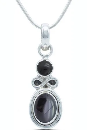 mantraroma Kette mit Anhänger IGIRI aus 925 Silber mit Onyx (Kettenanhänger uns Kette), 925 Sterling Silber Ketten mit Kettenanhänger für Damen - Verkäufer: