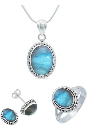 mantraroma Schmuckset 925er Silber mit Labradorit (Schmuckset aus 925 Silber) - Verkäufer:
