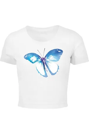 Mister Tee T-Shirt Damen Ladies Butterfly Cropped Tee (1-tlg)