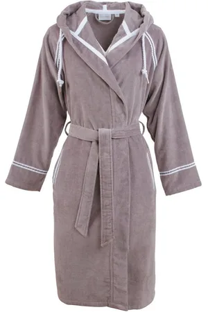 Carl Ross Unisex-Bademantel 438310, Midilänge, Velours, Kapuze, Gürtel, Midilänge