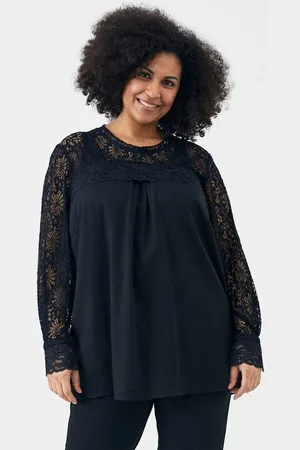 ADIA Spitzenbluse mit leichtem Spitzenkragen