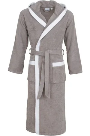 Carl Ross Unisex-Bademantel 40300, Midilänge, Walkfrottier, Kapuze, Gürtel, Midilänge