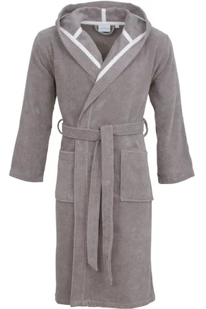 Carl Ross Unisex-Bademantel 41310, Midilänge, Walkfrottier, Kapuze, Gürtel, Midilänge