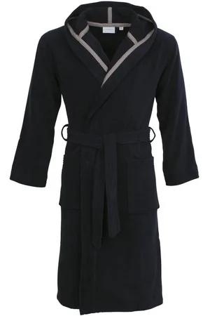 Carl Ross Unisex-Bademantel 41310, Midilänge, Walkfrottier, Kapuze, Gürtel, Midilänge