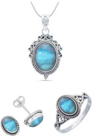 mantraroma Schmuckset 925er Silber mit Labradorit (Schmuckset aus 925 Silber) - Verkäufer: