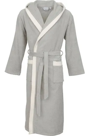 Carl Ross Unisex-Bademantel 40300, Midilänge, Walkfrottier, Kapuze, Gürtel, Midilänge