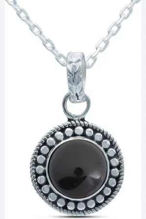 mantraroma Kette mit Anhänger KUMAWAY groß aus 925 Silber mit Onyx (Kettenanhänger uns Kette), 925 Sterling Silber Ketten mit Kettenanhänger für Damen - Verkäufer: