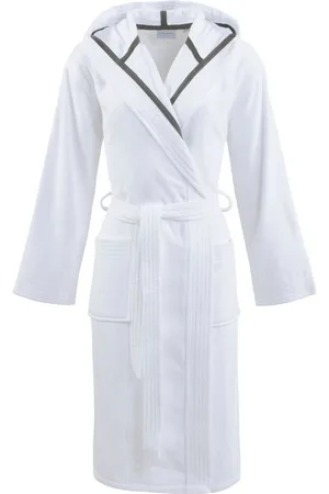 Carl Ross Unisex-Bademantel 41310, Midilänge, Walkfrottier, Kapuze, Gürtel, Midilänge