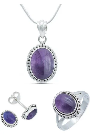 mantraroma Schmuckset 925er Silber mit Amethyst (Schmuckset aus 925 Silber) - Verkäufer: