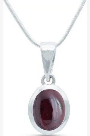 mantraroma Kette mit Anhänger MIALE oval aus 925 Silber mit Granat (Kettenanhänger uns Kette), 925 Sterling Silber Ketten mit Kettenanhänger für Damen - Verkäufer:
