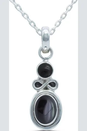 mantraroma Kette mit Anhänger IGIRI aus 925 Silber mit Onyx (Kettenanhänger uns Kette), 925 Sterling Silber Ketten mit Kettenanhänger für Damen - Verkäufer: