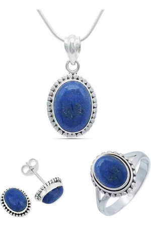 mantraroma Schmuckset 925er Silber mit Lapis Lazuli (Schmuckset aus 925 Silber) - Verkäufer:
