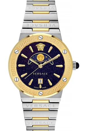 VERSACE Quarzuhr GRECA LOGO MOONPHASE VE7G00223, Armbanduhr, Damenuhr, Saphirglas, Datum, Swiss Made, Mondphase