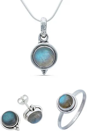 mantraroma Schmuckset 925er Silber mit Labradorit (Schmuckset aus 925 Silber) - Verkäufer: