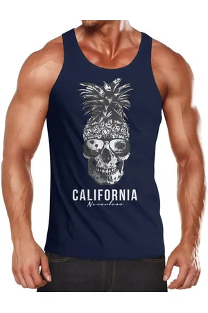 Neverless Tanktop Herren Tank-Top Hawaii Palme Tropical Summer Retro Slim  Fit Baumwolle Muskelshirt Muscle Shirt Neverless® mit Print