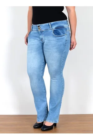 Damen Schlaghose Schlagjeans Bootcut Hose Hüftjeans Weites Bein