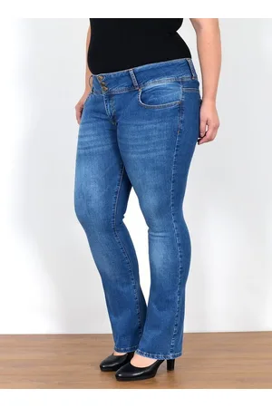 Damen Schlaghose Schlagjeans Bootcut Hose Hüftjeans Weites Bein