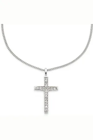 Bruno Banani Kette mit Anhänger Schmuck Geschenk Silber 925 Halsschmuck Halskette Panzerkette Kreuz, mit Zirkonia (synth)