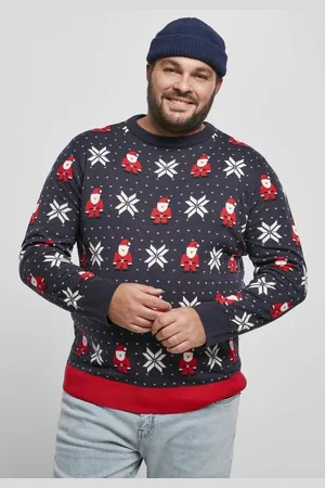 Urban classics Rundhalspullover Herren Nicolaus And Snowflakes Sweater (1-tlg)