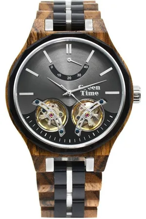 Green Time Automatikuhr ZW177A, Armbanduhr, Herrenuhr, Holzuhr