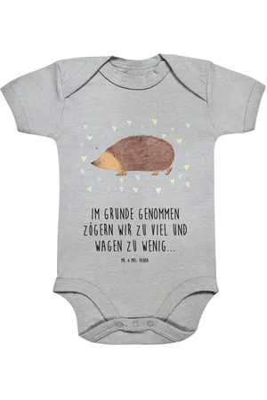 Mr. & Mrs. Panda Strampler Igel Herzen 1. - 3. Monat - Heather Grey - Geschenk, Gute Laune, Tier (1-tlg) Atmungsaktiv - Verkäufer: