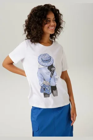 Aniston T-Shirt mit silberfarbenem Folienprint verzierter Frontdruck