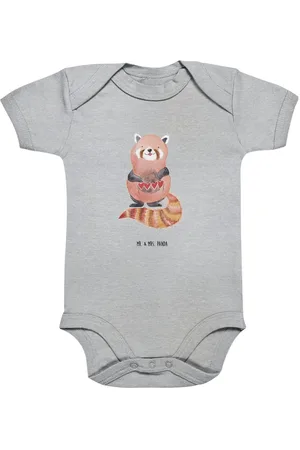 Mr. & Mrs. Panda Strampler Roter Panda 12. - 18. Monat - Heather Grey - Geschenk, lustige Sprüch (1-tlg) Nickelfreie Druckknöpfe - Verkäufer: