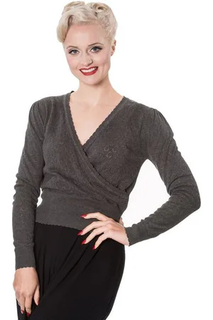 Banned Retro Strickpullover Basic Instinct Vintage Rockabilly Wickeltop - Verkäufer: Schompi Trading e.K.
