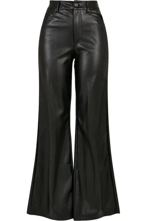 Urban classics Stoffhose Damen Ladies Faux Leather Wide Leg Pants (1-tlg)