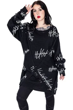 Heartless Strickpullover Stitch Me Strickpulli Gothic Punk Grunge Extralang - Verkäufer: Schompi Trading e.K.