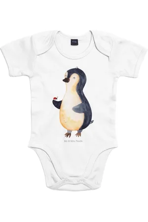 Mr. & Mrs. Panda Strampler Pinguin Marienkäfer 12. - 18. Monat - Heather Grey - Geschenk, aufmer (1-tlg) Modisches Design - Verkäufer: