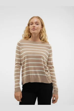 VERO MODA Strickpullover Weicher Feinstrick Pullover Rundhals Sweater Streifen VMNOVA VMNOVA LS O-NECK PULLOVER GA NOOS - Verkäufer: ARIZONAS