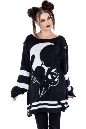 Heartless Strickpullover Moon Cats Strickpulli Gothic Katze Punk Mond Kitty Lunar Cat - Verkäufer: Schompi Trading e.K.